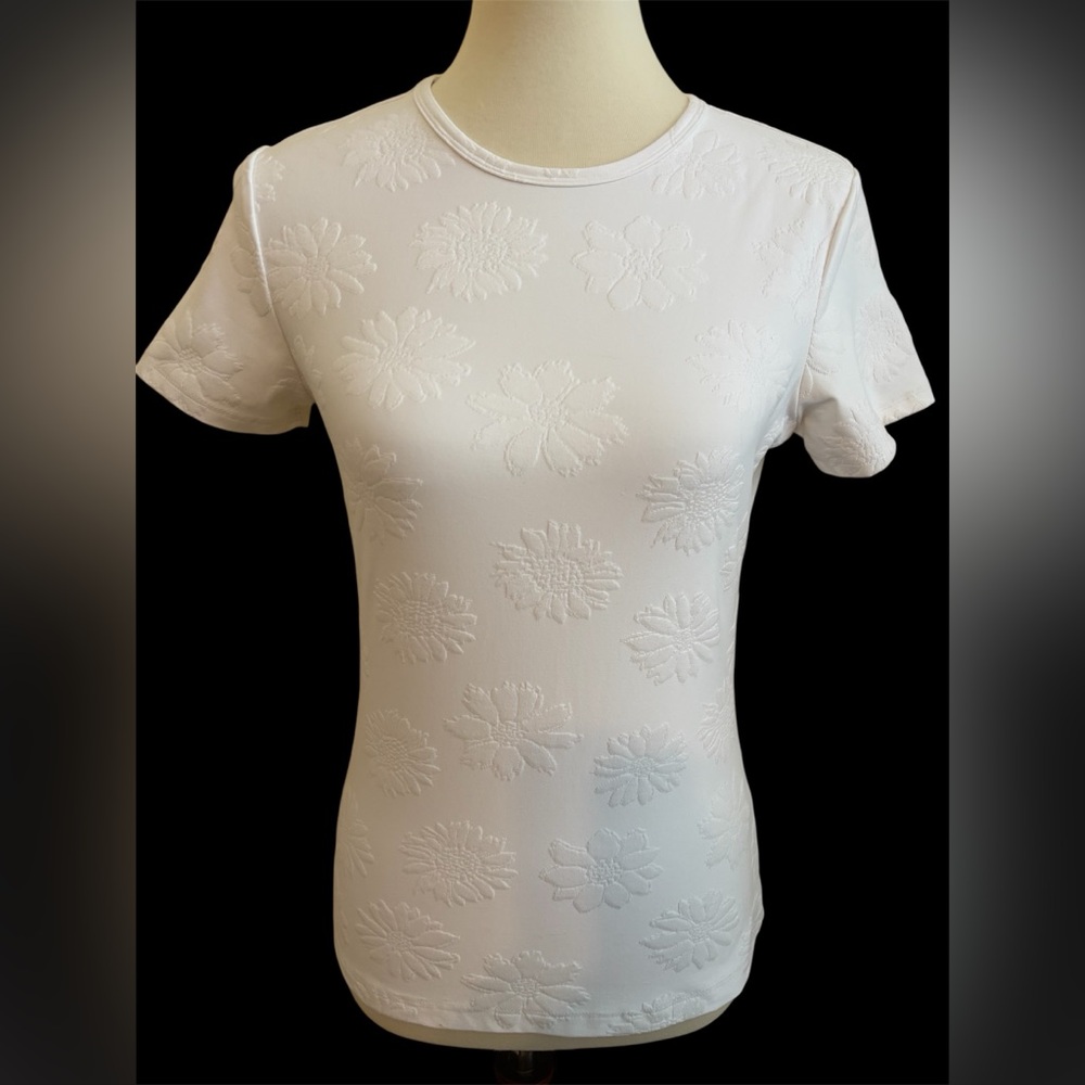 J.McLaughlin White Short Sleeve Tee Top Size Medium